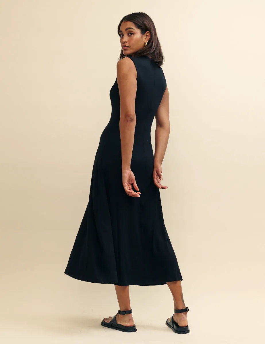Black Jersey A-line Denver Midi Dress sold by Nobody's Child product image thumbnail 4