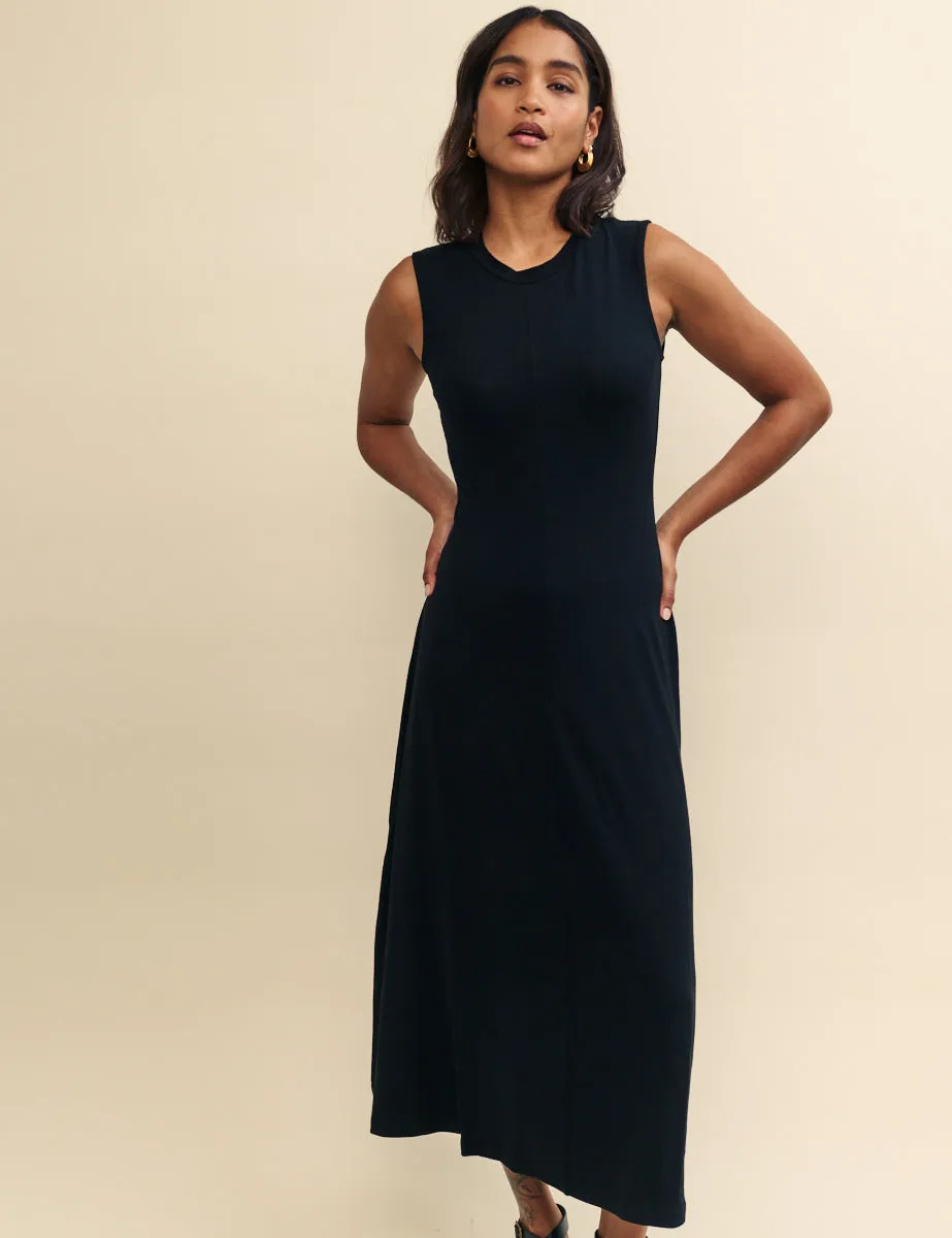 Black Jersey A-line Denver Midi Dress sold by Nobody's Child product image thumbnail 3