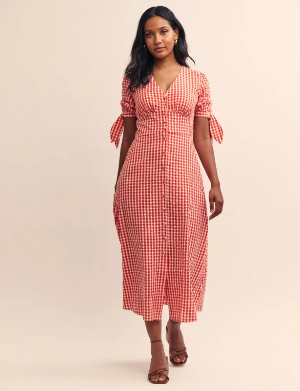 Red Gingham Alexis Midi Dress sold by Nobody's Child