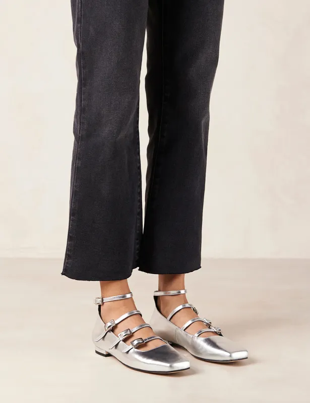 Alohas Luke Shimmer Silver Leather Ballet Flats sold by Nobody's Child