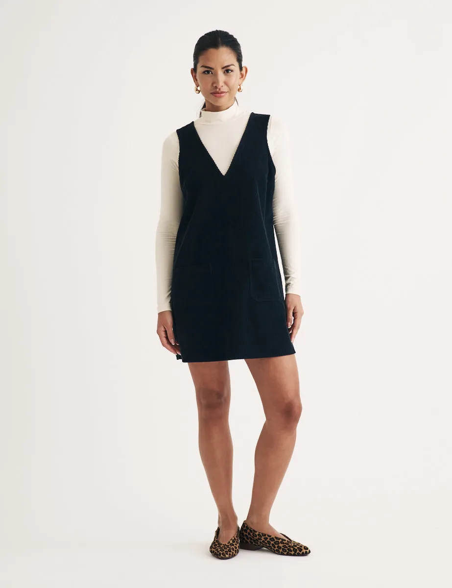 Black Cord Piper Mini Pinafore Dress sold by Nobody's Child