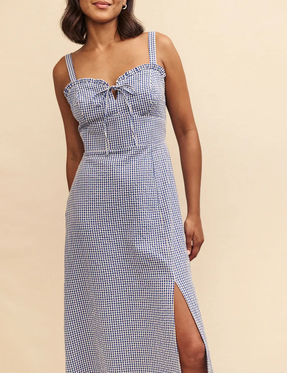 Blue Gingham Lucia Midi Dress sold by Nobody's Child product image thumbnail 2