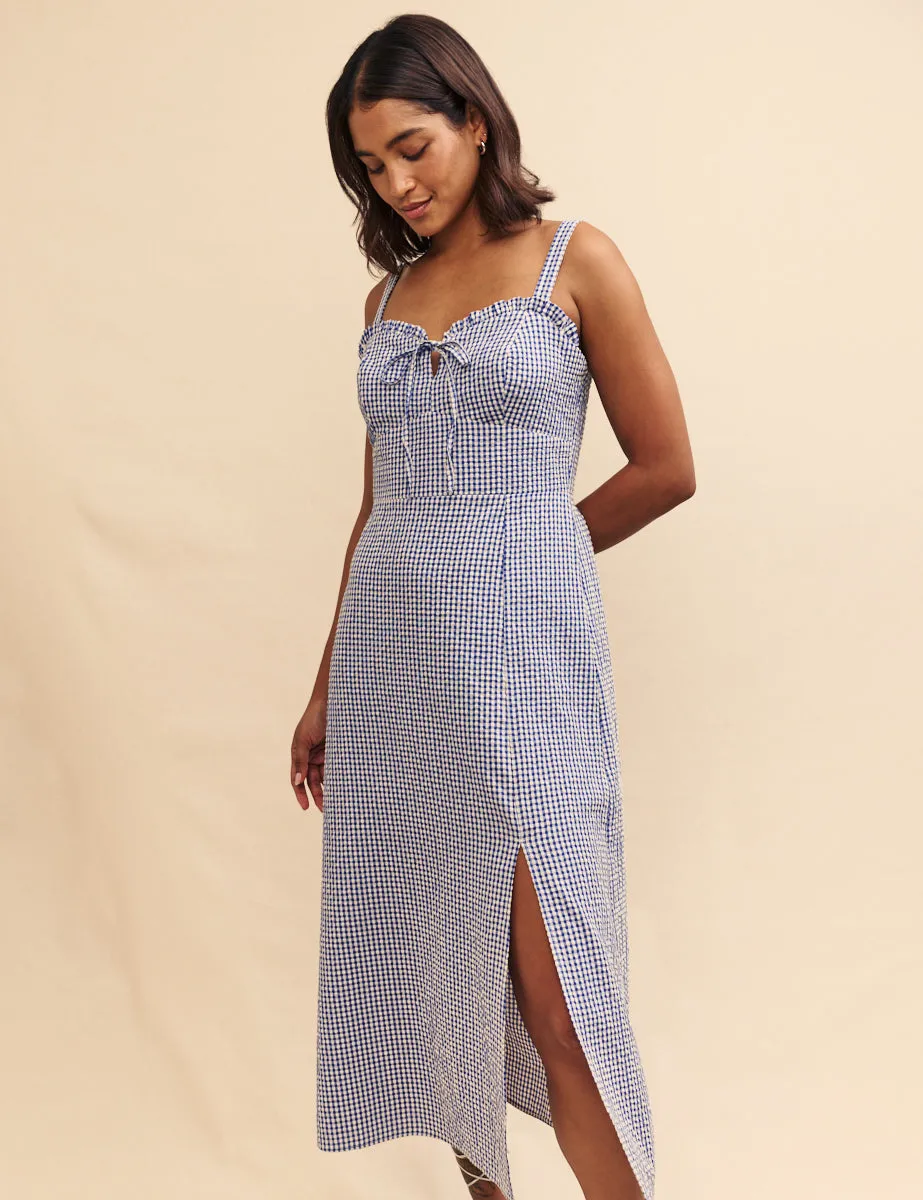 Blue Gingham Lucia Midi Dress sold by Nobody's Child product image thumbnail 3