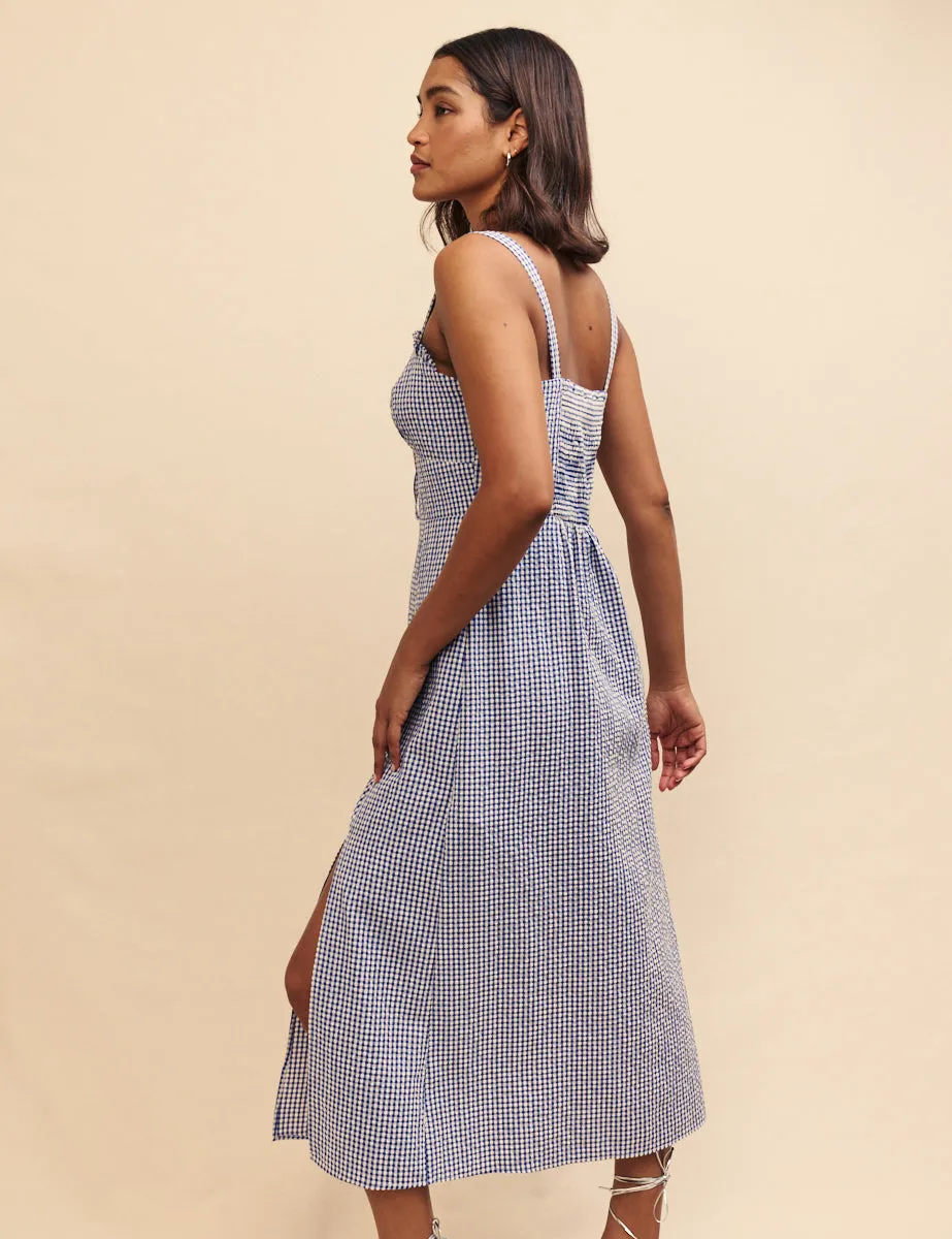 Blue Gingham Lucia Midi Dress sold by Nobody's Child product image thumbnail 4
