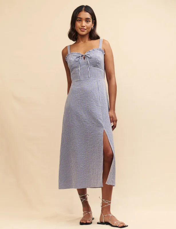 Blue Gingham Lucia Midi Dress sold by Nobody's Child