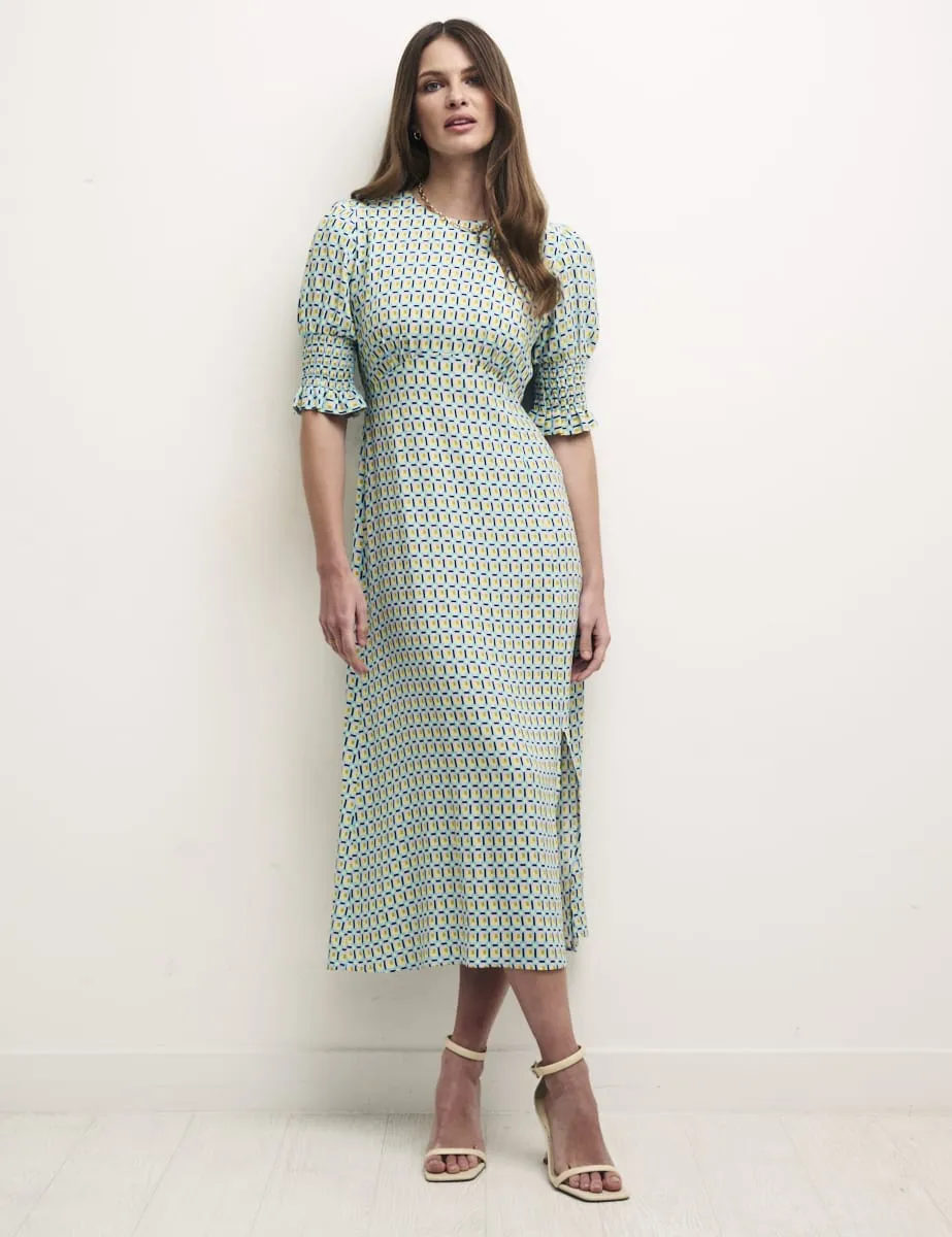 Green Geometric Luna Midi Dress sold by Nobody's Child