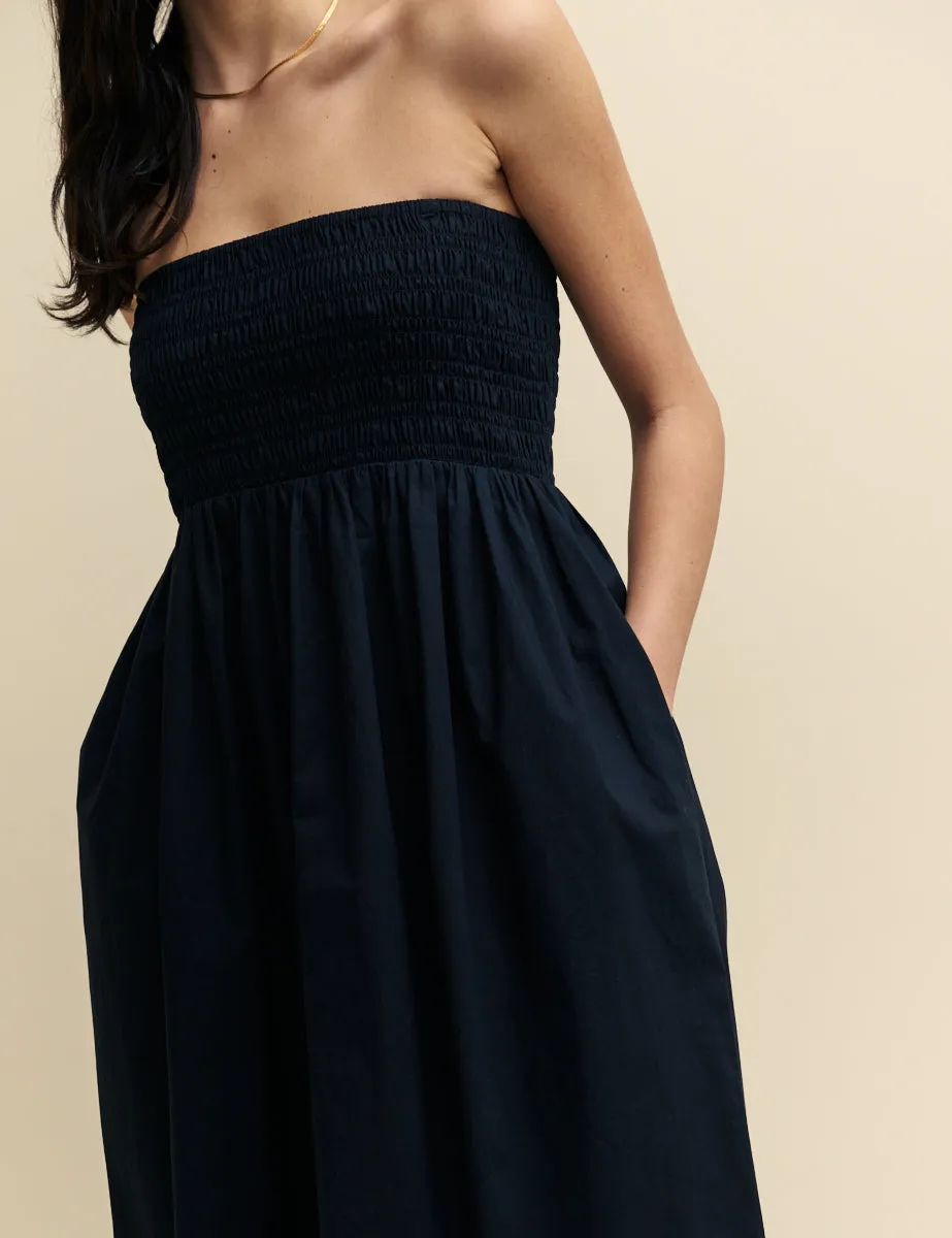 Black Shirred Bandeau Annie Midi Dress sold by Nobody's Child product image thumbnail 3