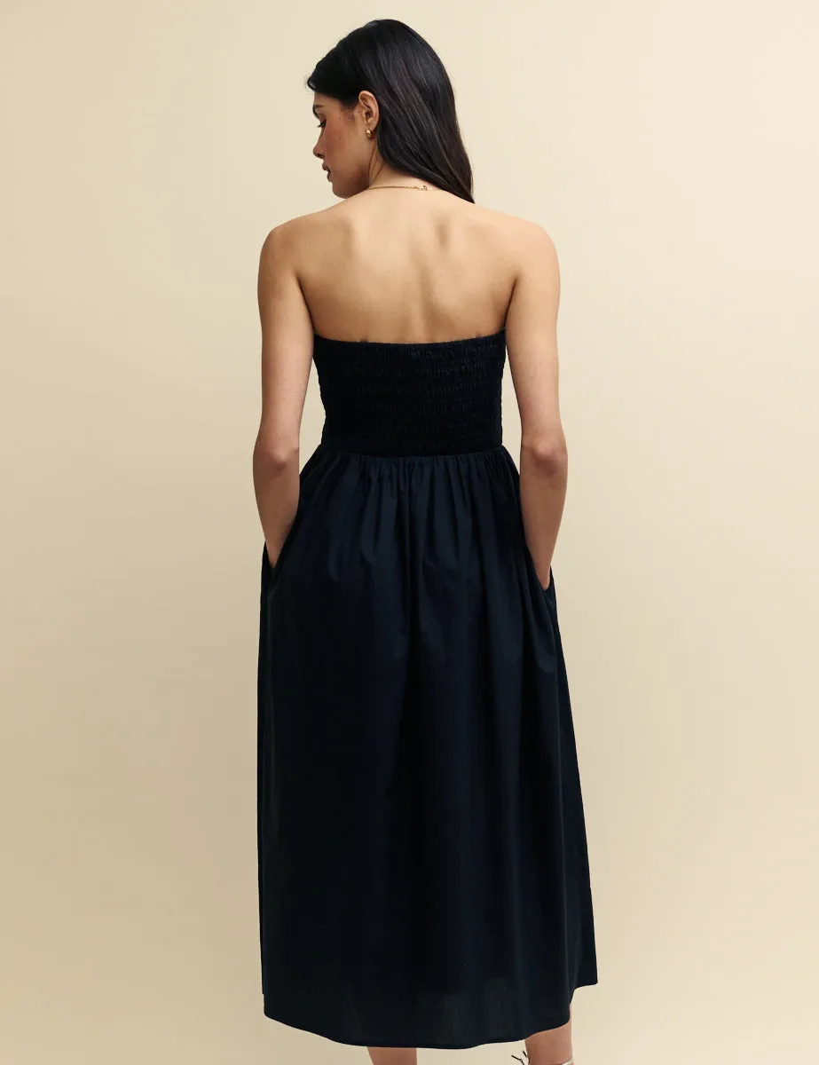 Black Shirred Bandeau Annie Midi Dress sold by Nobody's Child product image thumbnail 2