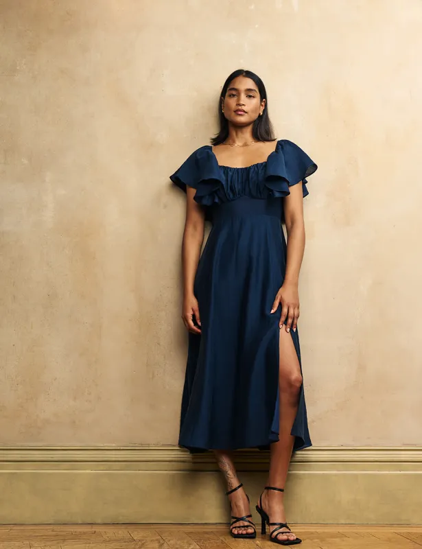 Navy Blue Dove Midaxi Dress sold by Nobody's Child