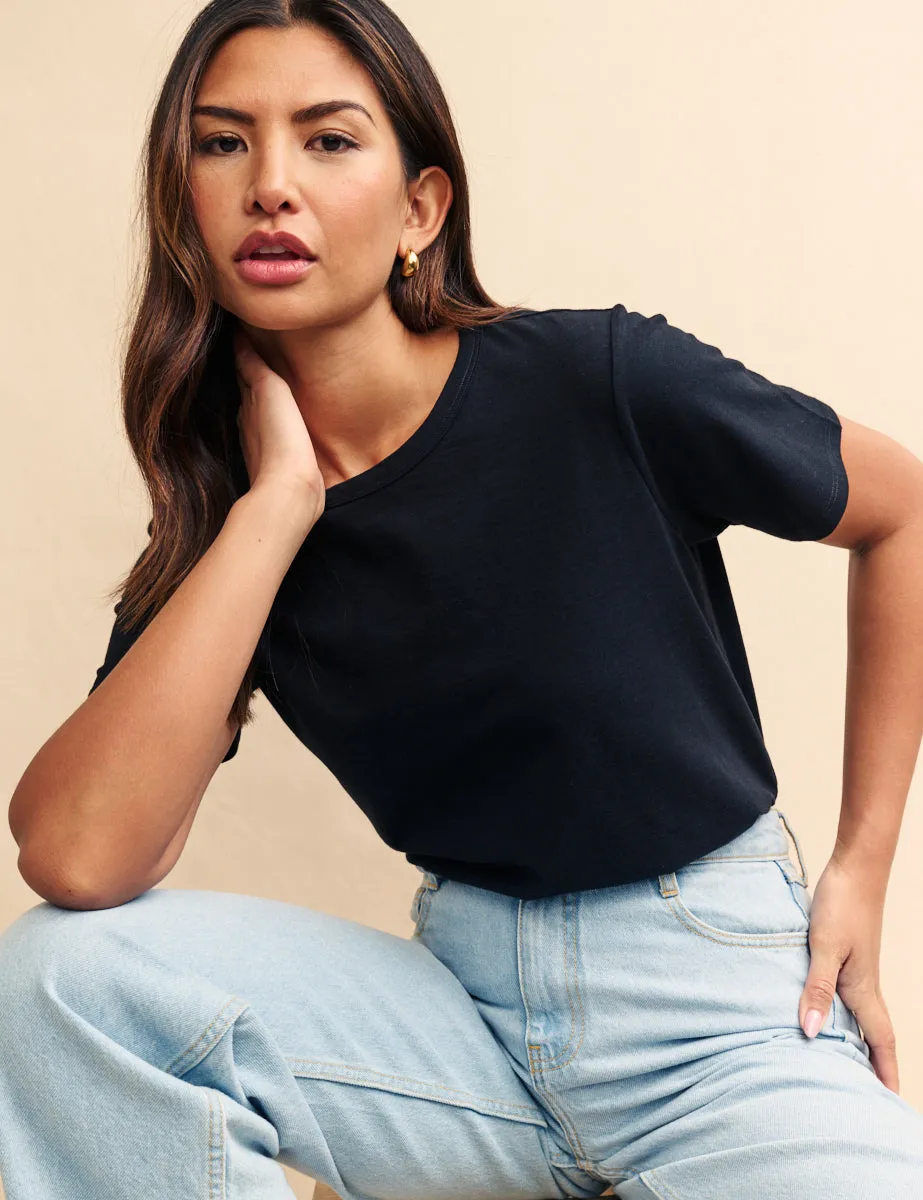 Black Easy Fit Crew Neck T-Shirt sold by Nobody's Child