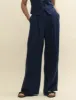Navy Linen-blend Relaxed Tailored Trousers sold by Nobody's Child