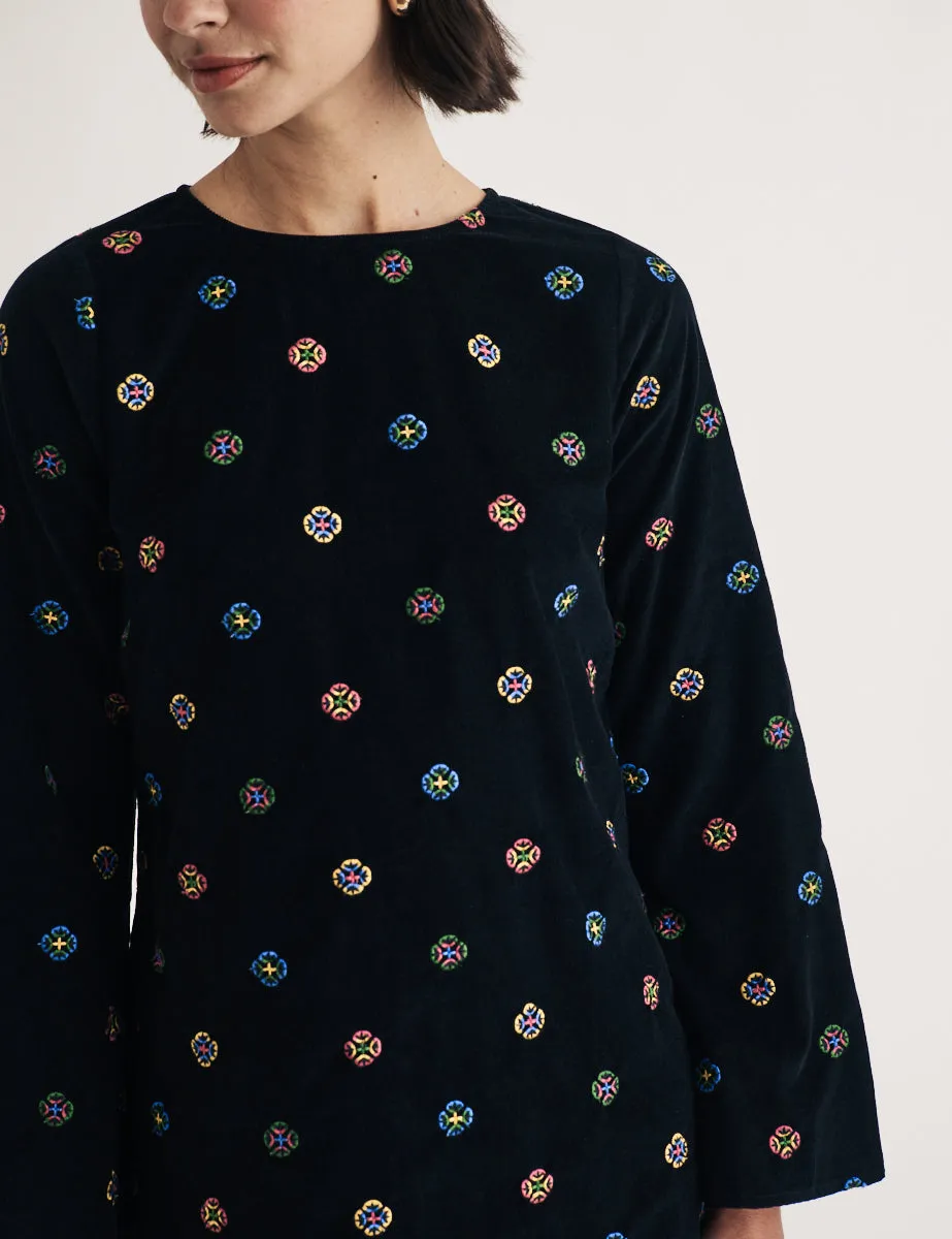 Black Cord Embroidered Sarajevo Mini Dress sold by Nobody's Child product image thumbnail 2