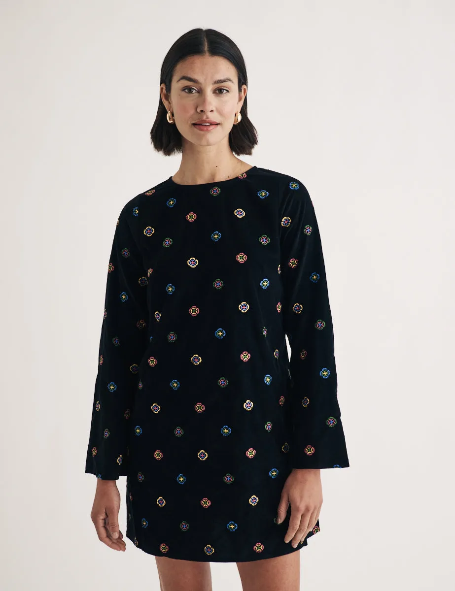 Black Cord Embroidered Sarajevo Mini Dress sold by Nobody's Child product image thumbnail 3