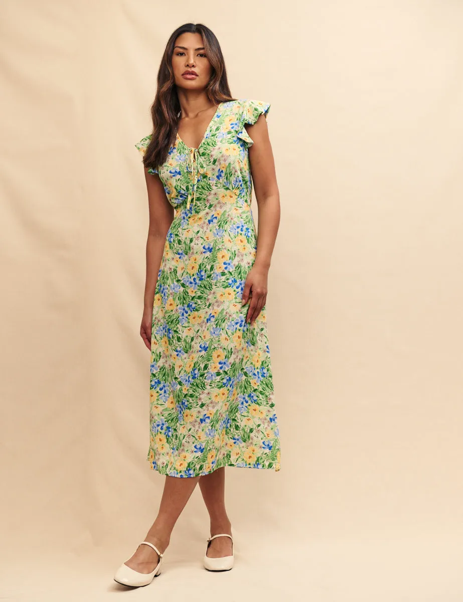 Green Floral Lily Midi Dress sold by Nobody's Child