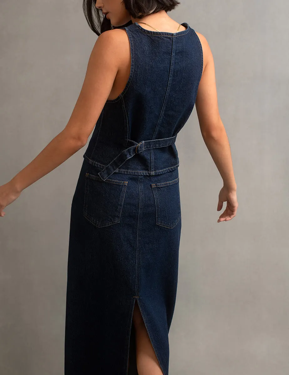 Dark Denim Back Slit Maxi Skirt sold by Nobody's Child product image thumbnail 4