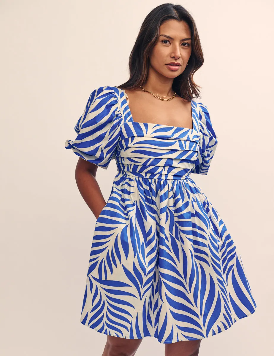 Blue Leaf Print Nova Mini Dress sold by Nobody's Child product image thumbnail 3