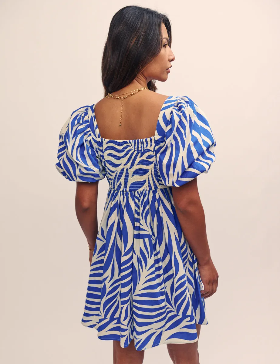 Blue Leaf Print Nova Mini Dress sold by Nobody's Child product image thumbnail 4