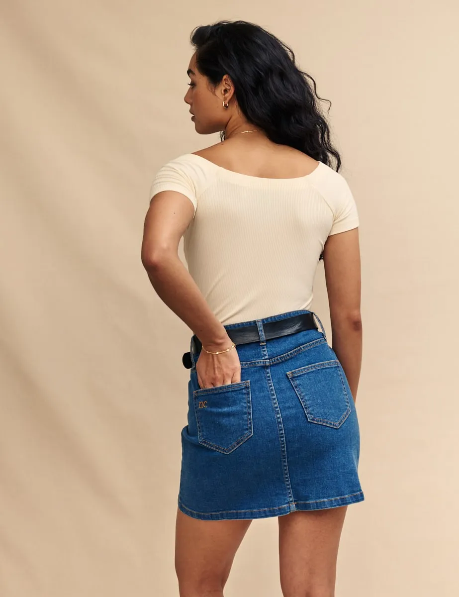 Cream Short Sleeve Ribbed Bardot Top sold by Nobody's Child product image thumbnail 4