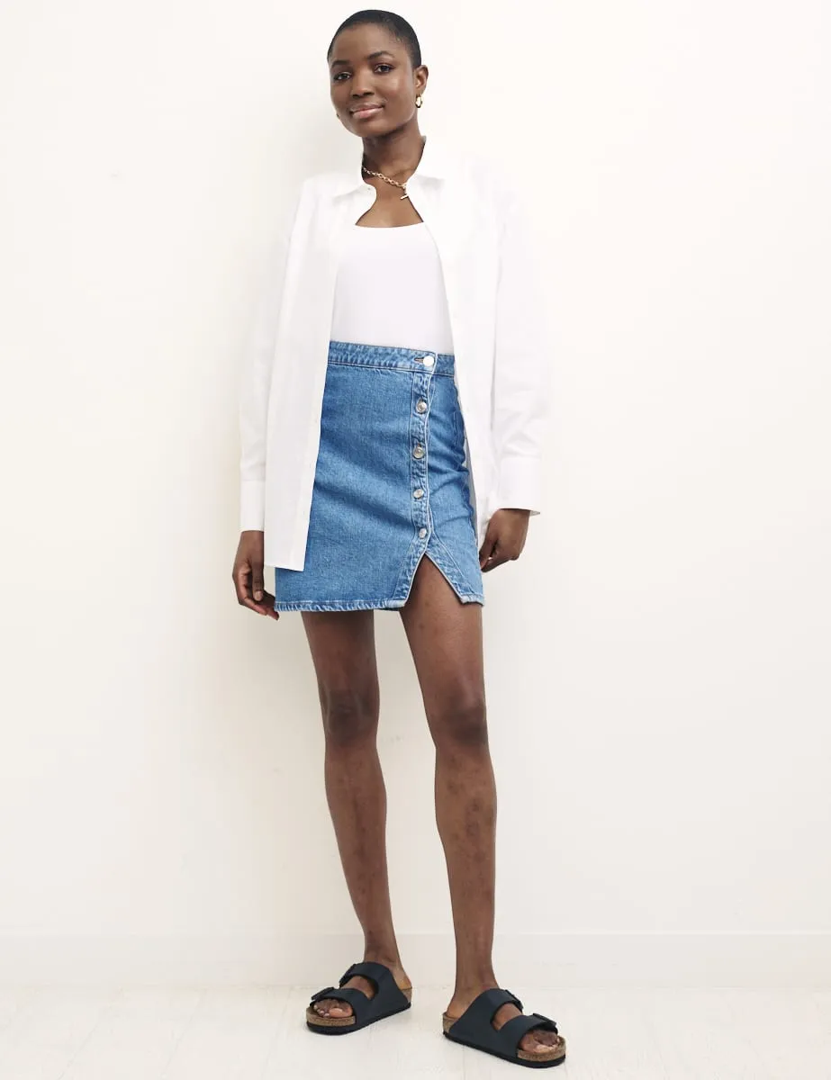 Blue Denim Button Mini Skirt sold by Nobody's Child