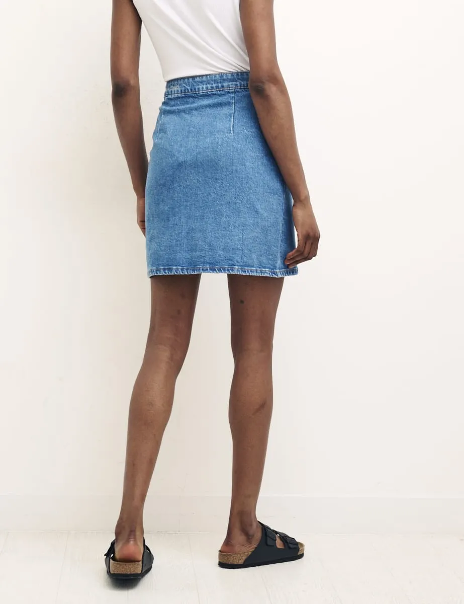 Blue Denim Button Mini Skirt sold by Nobody's Child product image thumbnail 4