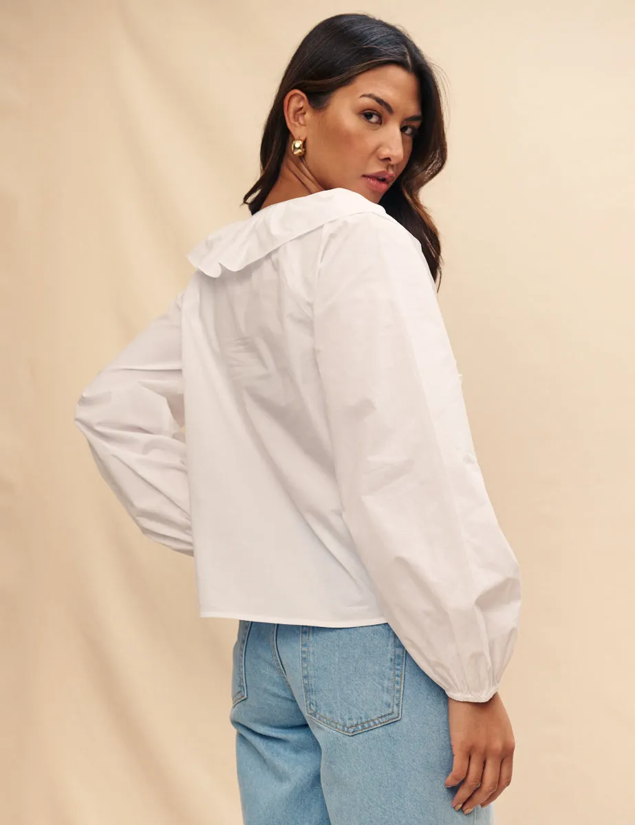 White Ruffle Collar Blouse sold by Nobody's Child product image thumbnail 3