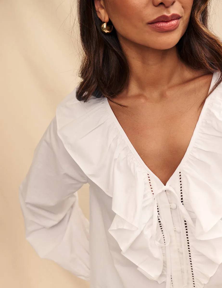 White Ruffle Collar Blouse sold by Nobody's Child product image thumbnail 2
