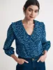 Blue Ditsy Floral Cord Emmie Blouse sold by Nobody's Child