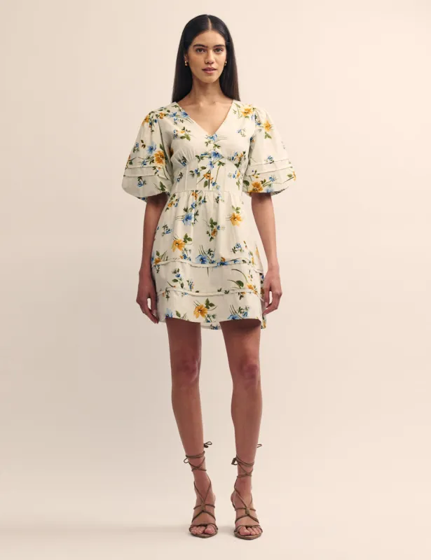 White Floral Clover Mini Dress sold by Nobody's Child