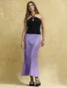 Purple Satin Slip Mila Midi Skirt sold by Nobody's Child
