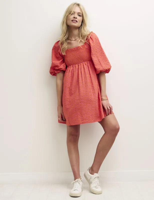 Petite Pink & Orange Gingham Kylie Mini Smock Dress sold by Nobody's Child