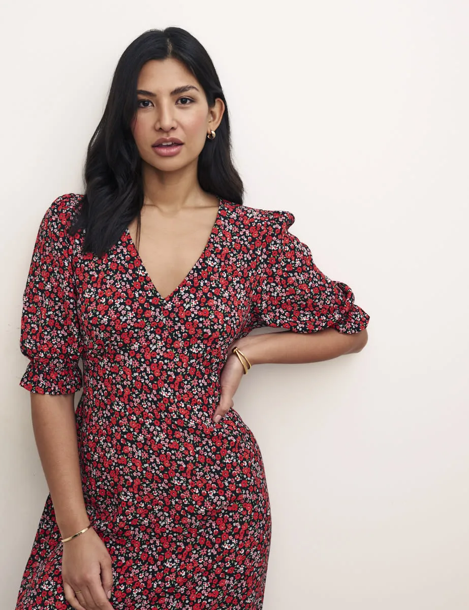 Red Floral Delilah Midi Dress sold by Nobody's Child product image thumbnail 3