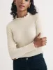Cream Ribbed Funnel Neck Long Sleeve Top sold by Nobody's Child