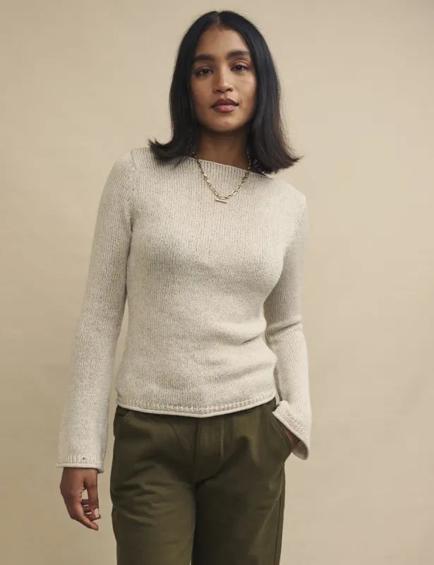 Cream Slash Neck Knitted Jumper sold by Nobody's Child