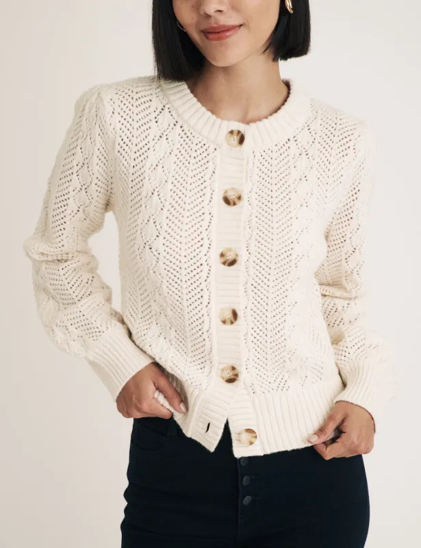 Cream Pointelle Knitted Cardigan sold by Nobody's Child