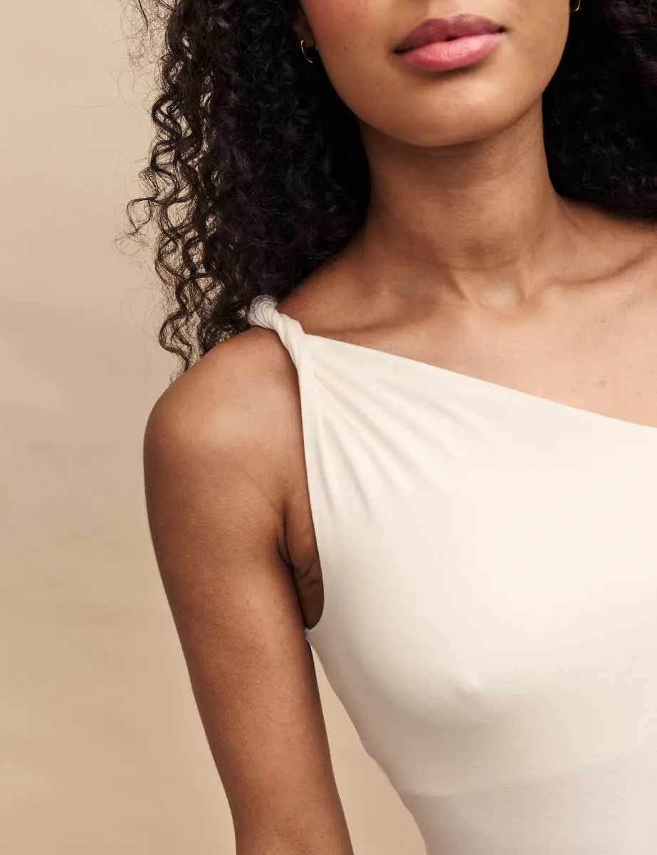 White Twist One Shoulder Top sold by Nobody's Child product image thumbnail 2