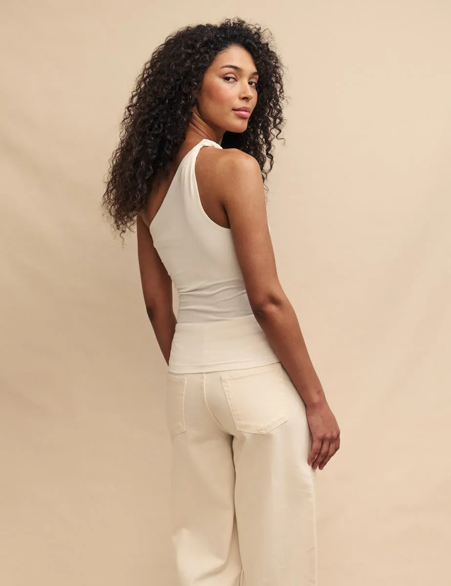 White Twist One Shoulder Top sold by Nobody's Child product image thumbnail 4