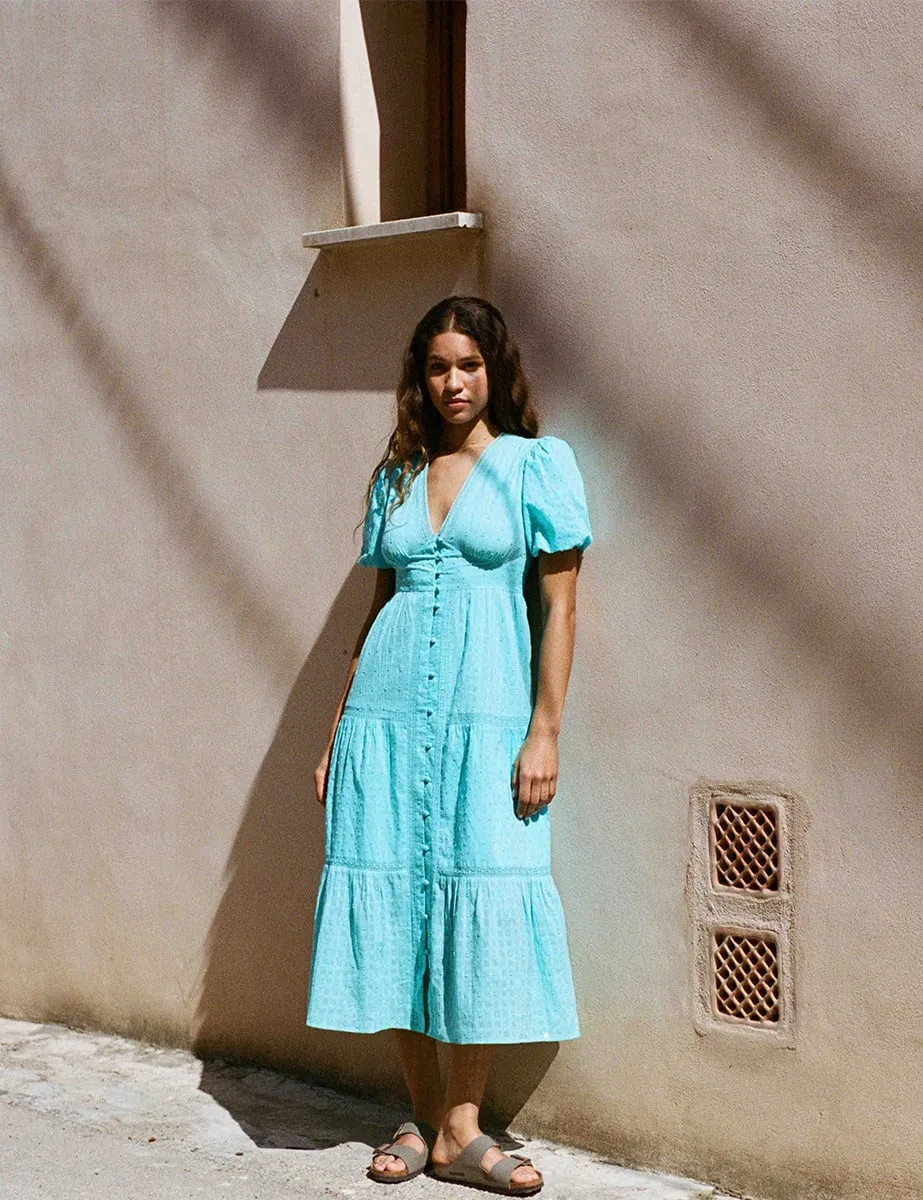 Blue Puff Sleeve Cici Midaxi Dress sold by Nobody's Child