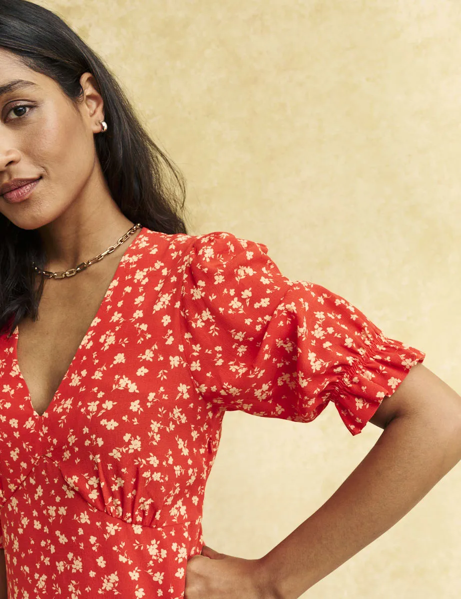 Red Ditsy Floral Delilah Mini Dress sold by Nobody's Child product image thumbnail 2