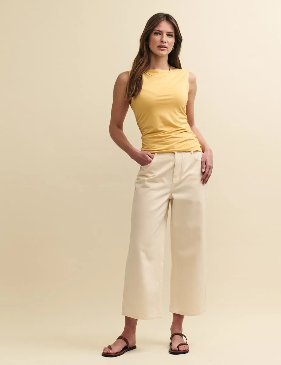 Yellow Boat Neck Ruched Detail Tank Top sold by Nobody's Child product image thumbnail 3