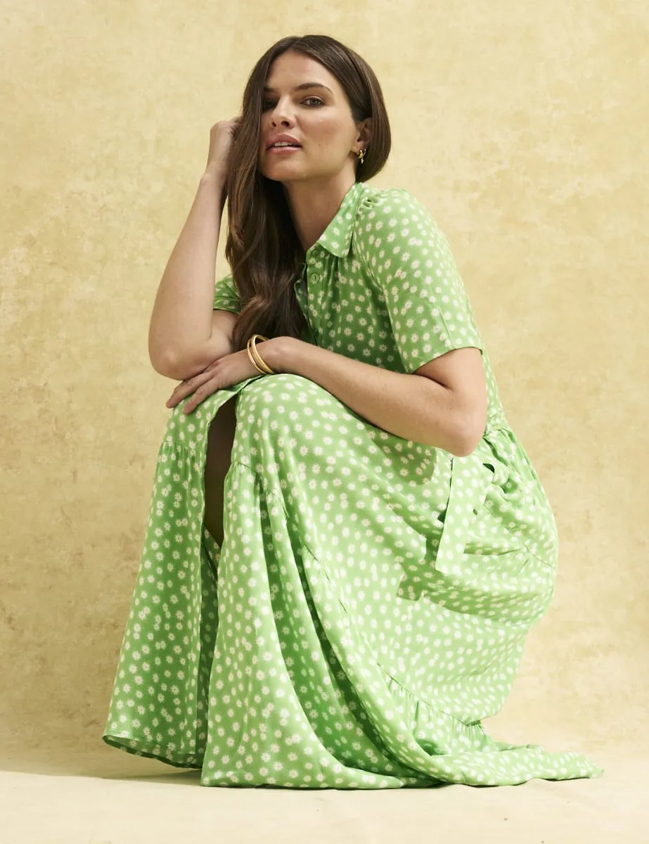 Green Ditsy Floral Anna Midi Shirt Dress sold by Nobody's Child product image thumbnail 2