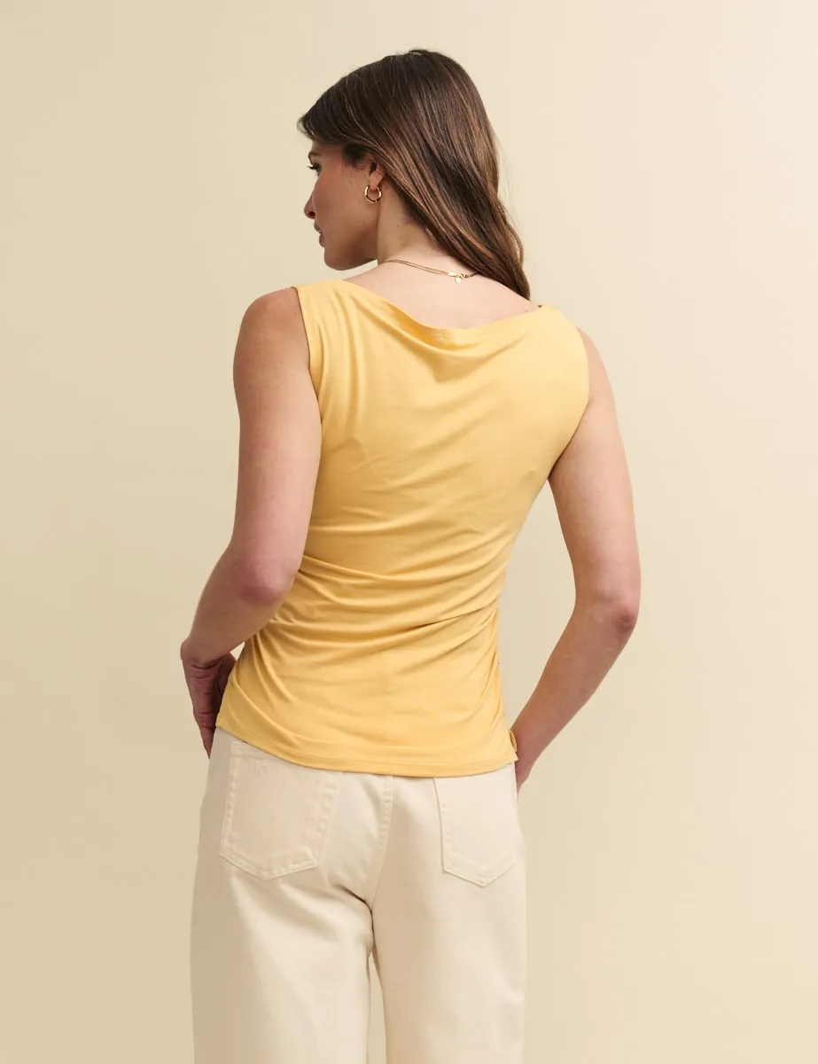 Yellow Boat Neck Ruched Detail Tank Top sold by Nobody's Child product image thumbnail 4