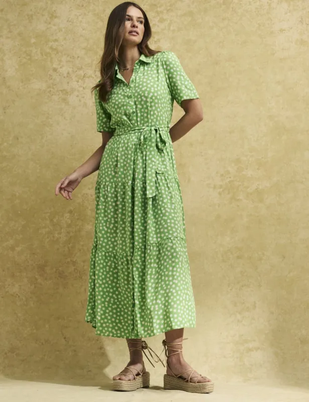 Green Ditsy Floral Anna Midi Shirt Dress sold by Nobody's Child