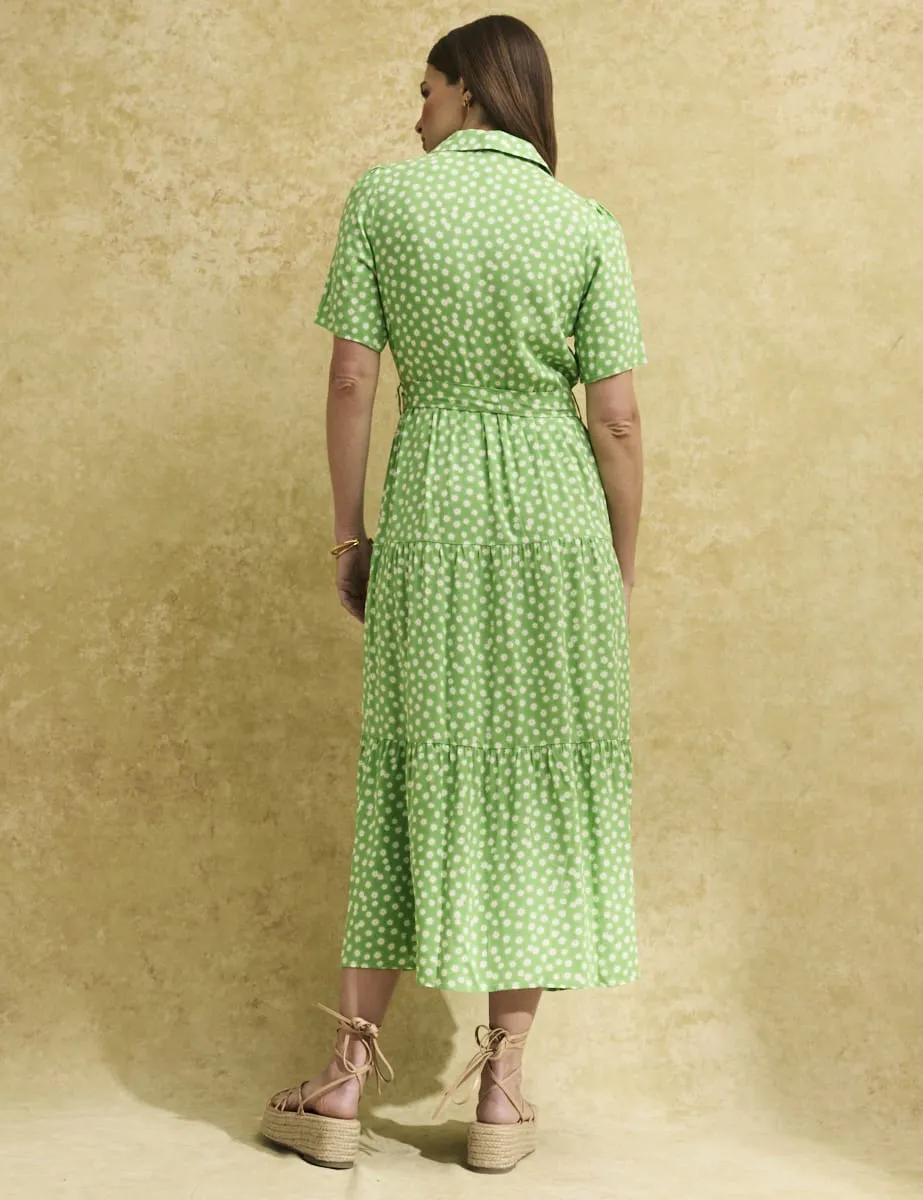 Green Ditsy Floral Anna Midi Shirt Dress sold by Nobody's Child product image thumbnail 4