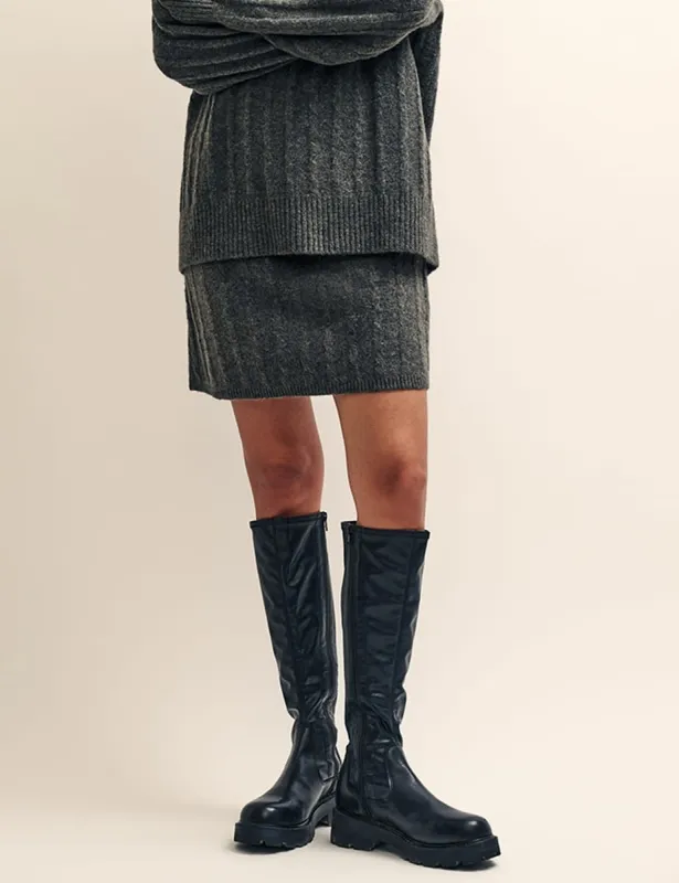 Grey Cable Knit Mini Skirt sold by Nobody's Child