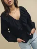 Black Frill Collar Button-Up Blouse sold by Nobody's Child