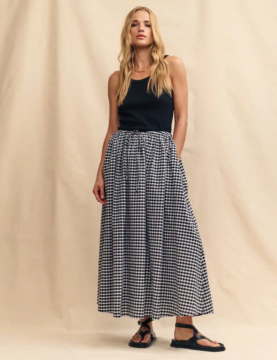 Black Gingham Midi Skirt sold by Nobody's Child