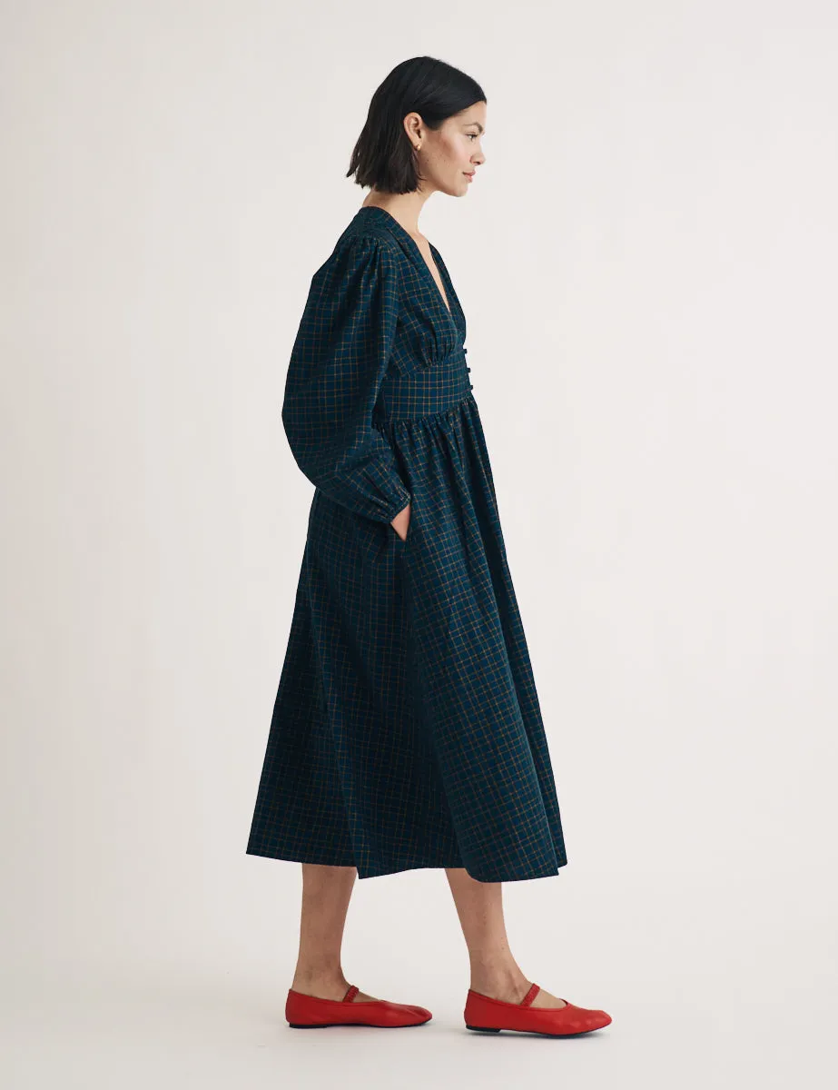 Navy Cord Check Starlight Midi Dress sold by Nobody's Child product image thumbnail 3