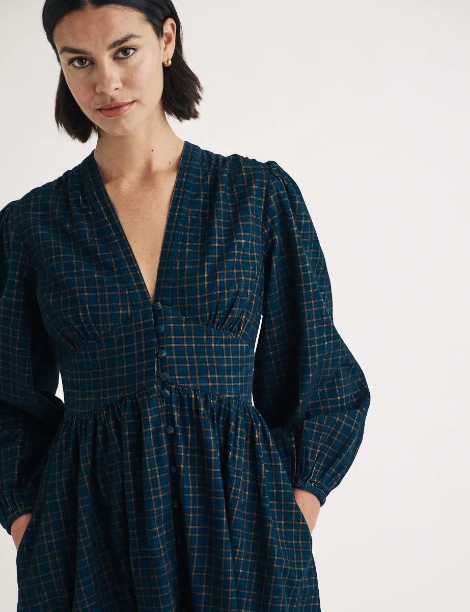 Navy Cord Check Starlight Midi Dress sold by Nobody's Child product image thumbnail 2