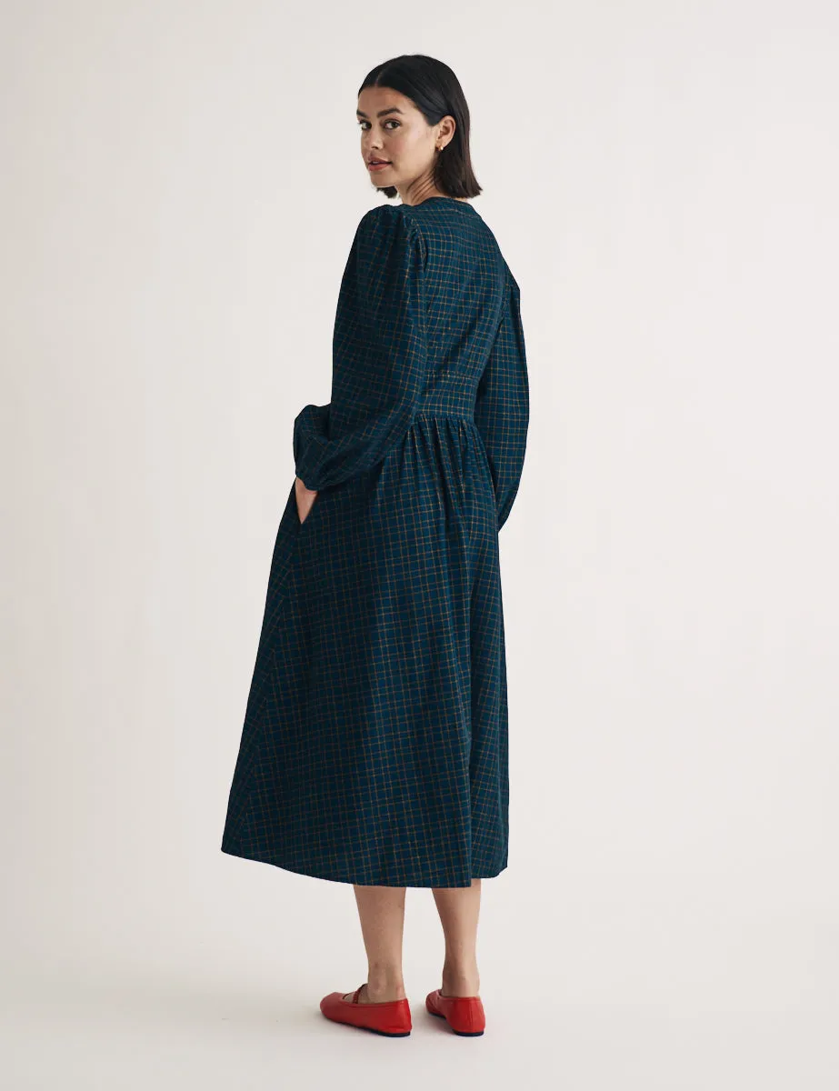 Navy Cord Check Starlight Midi Dress sold by Nobody's Child product image thumbnail 4