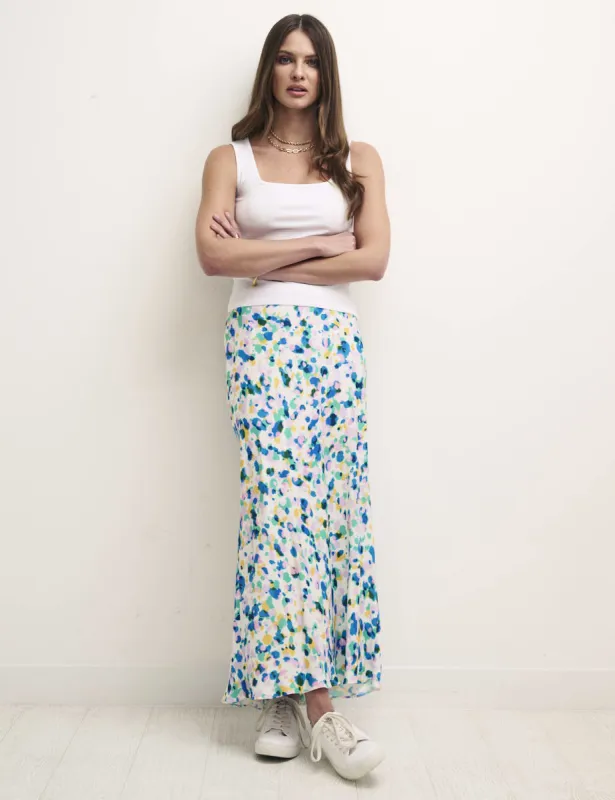 Scattered Spot Print Satin Slip Mila Midi Skirt sold by Nobody's Child